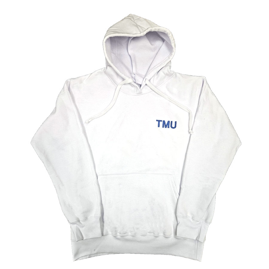 TMU Hoodie with Blue TMU Left Chest - White