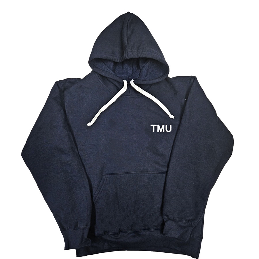 TMU Hoodie with White TMU Left Chest - Navy