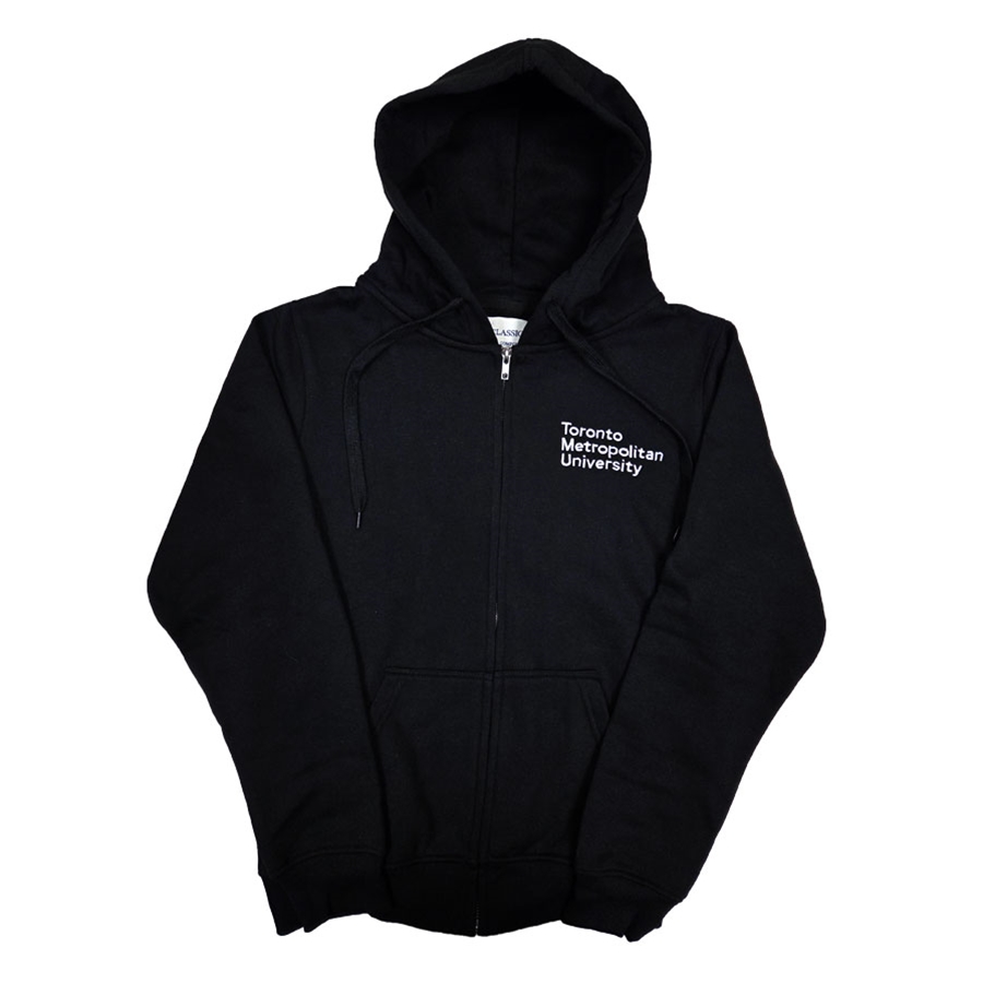 TMU Full Zip Hoodie Left Chest Logo - Black