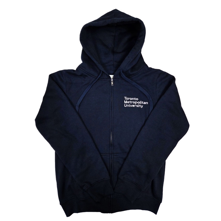 TMU Full Zip Hoodie Left Chest Logo - Navy