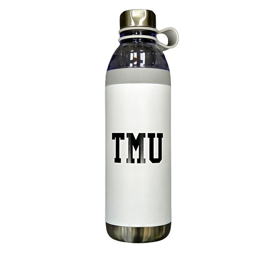 Water Bottle Matte 18 Oz. with TMU Logo - White