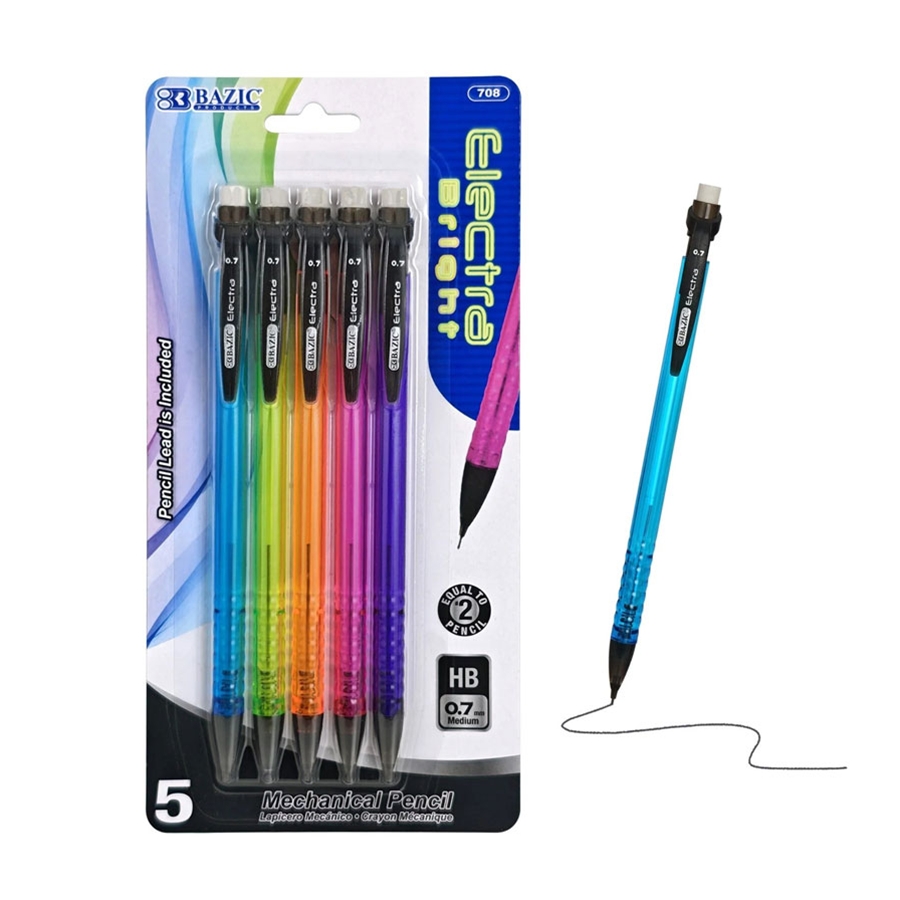 Electra Bright Assorted Color 0.7mm Mechanical Pencil (5/Pack)