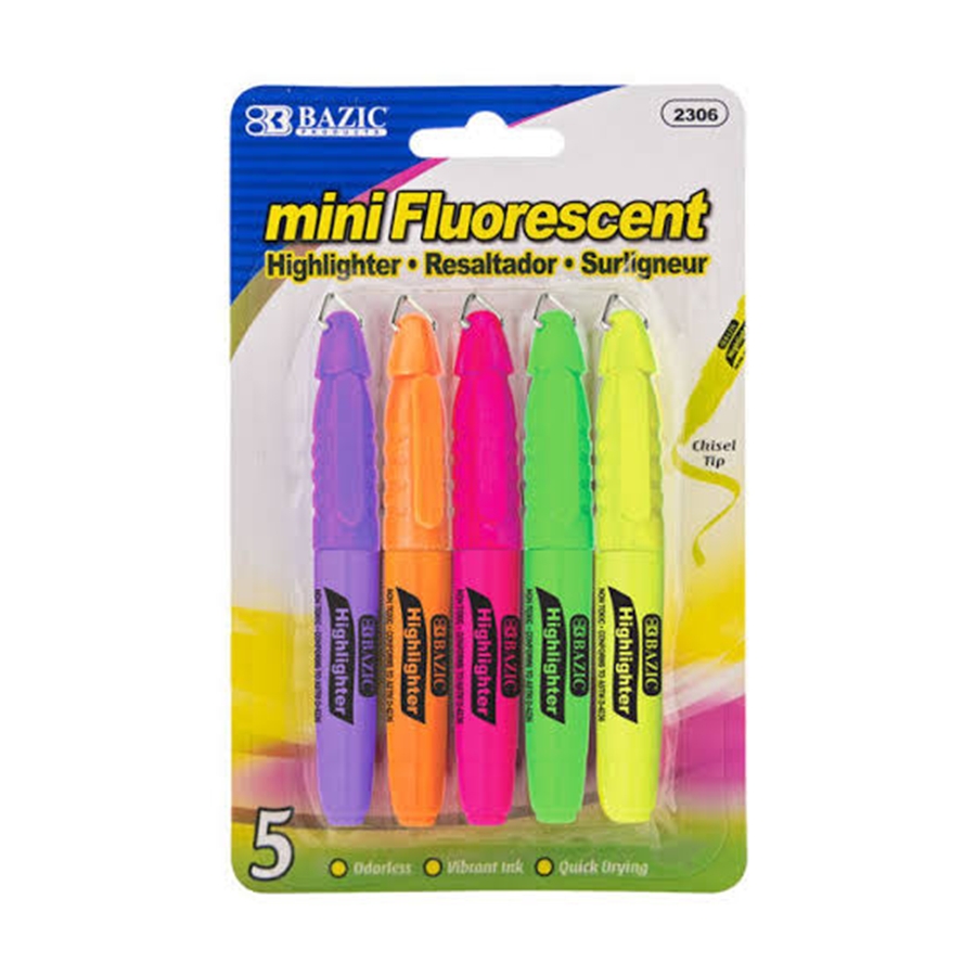 Mini Fluorescent Highlighters Assorted