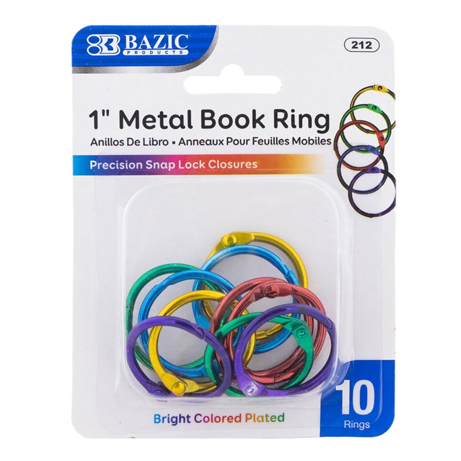 Assorted Colour Metal Book Rings 1"